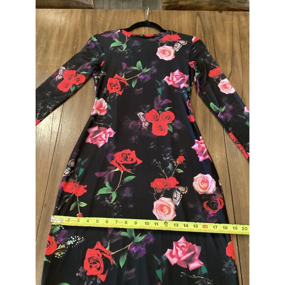 Revolve AFRM Didi crew neck floral long sleeve black Maxi Dress M - Picture 7 of 12